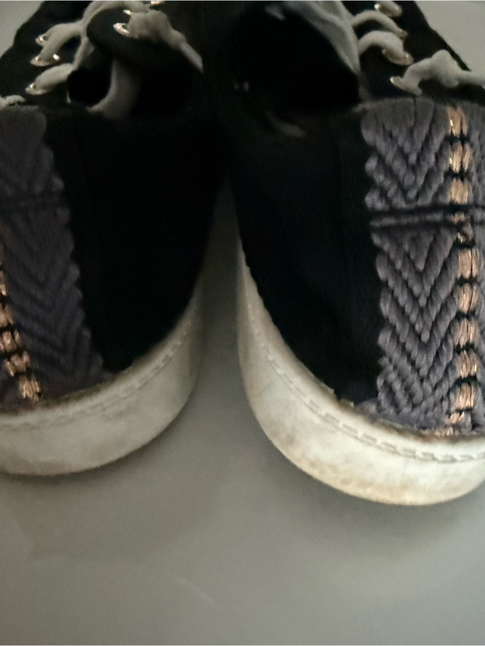 Black Roxy Slip-On Sneakers with White Drawcords Size 9 - Picture 4 of 5